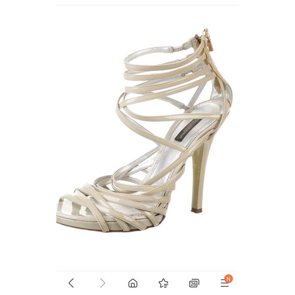 Dolce & Gabbana Sz 8 Patent Leather Strappy Cage  Sandals - Picture 1 of 11